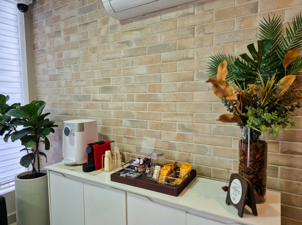 Coffee bar de cortesia para pacientes