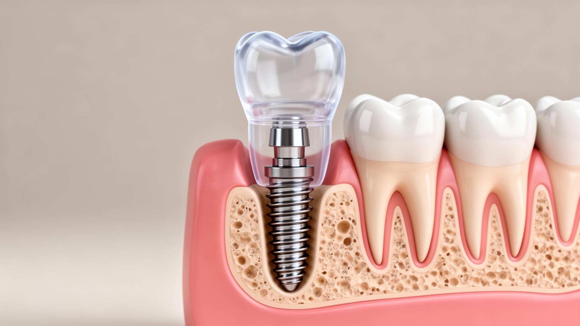 Implante dentário em titânio com coroa cerâmica